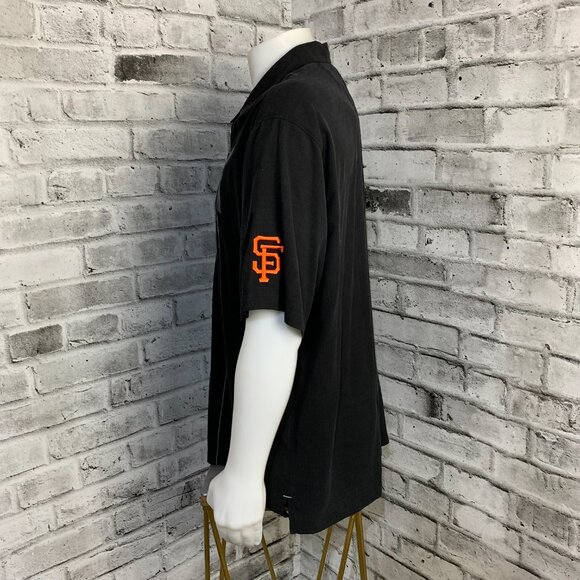 Tommy Bahama Baseball San Francisco Giants Button Up Shirt Mens XL Black Silk - Picture 6 of 11